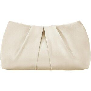 Beautiful Champagne Evening Clutch with Pearl Detailing - Women's Formal Bag